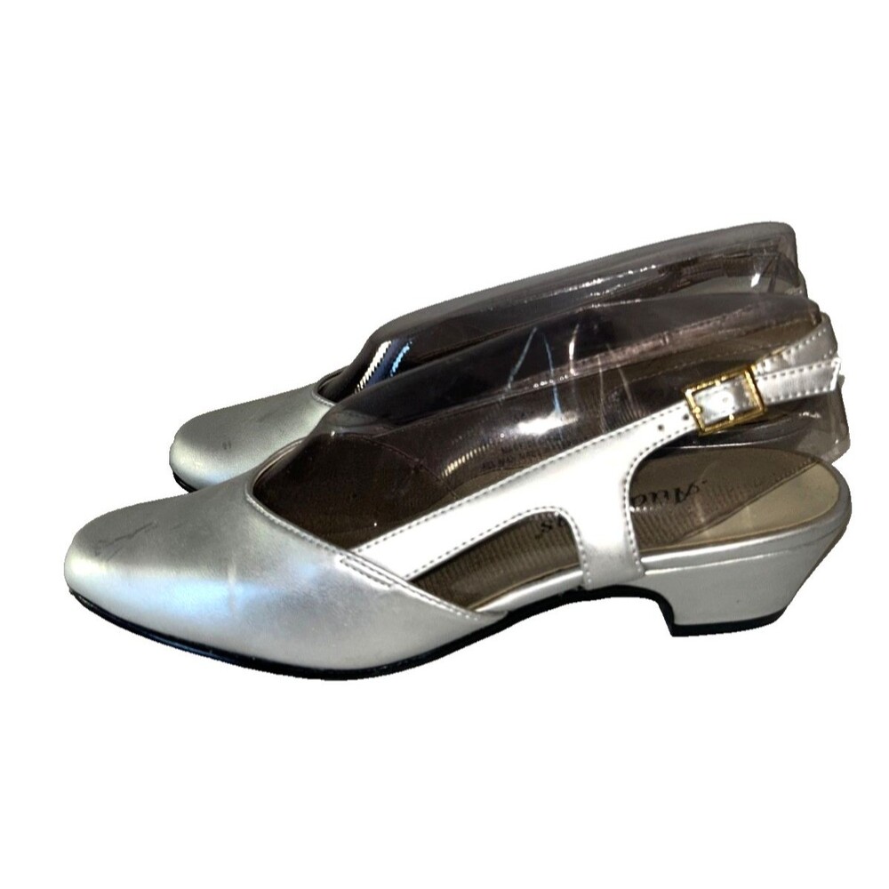 Auditions Women’s Vintage NIB Guest Silver Metallic Slingback Pumps size 6 AA